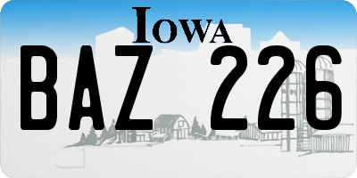 IA license plate BAZ226