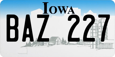 IA license plate BAZ227