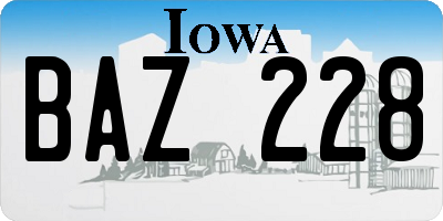 IA license plate BAZ228