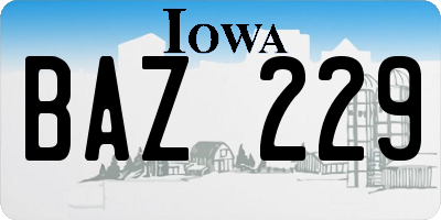 IA license plate BAZ229
