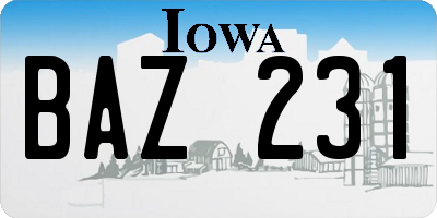 IA license plate BAZ231