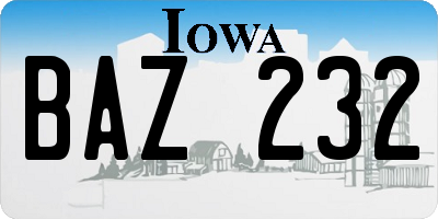 IA license plate BAZ232