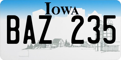 IA license plate BAZ235
