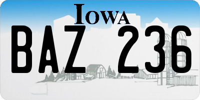 IA license plate BAZ236