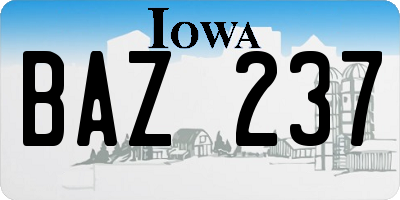 IA license plate BAZ237
