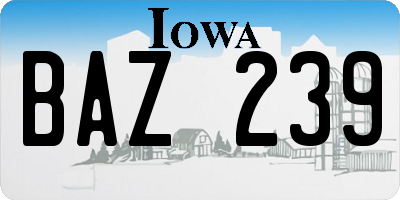 IA license plate BAZ239