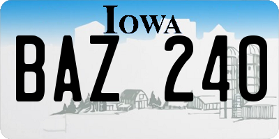 IA license plate BAZ240