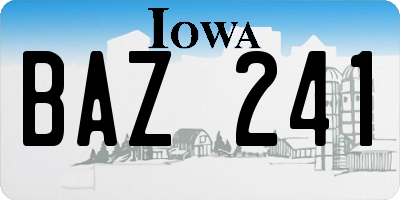 IA license plate BAZ241