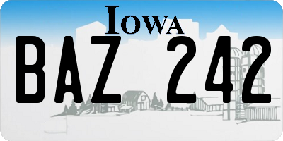 IA license plate BAZ242