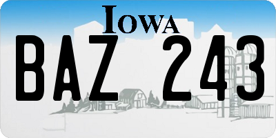 IA license plate BAZ243