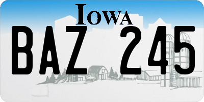 IA license plate BAZ245