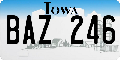 IA license plate BAZ246