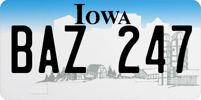 IA license plate BAZ247