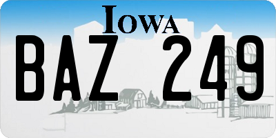 IA license plate BAZ249