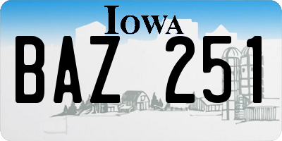 IA license plate BAZ251