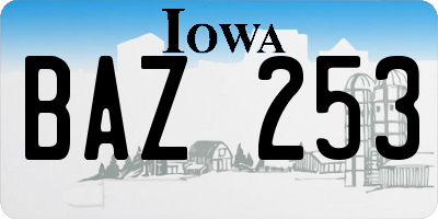 IA license plate BAZ253
