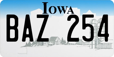 IA license plate BAZ254