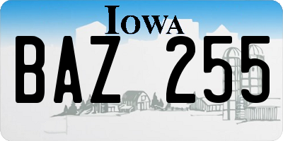 IA license plate BAZ255
