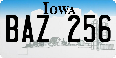 IA license plate BAZ256