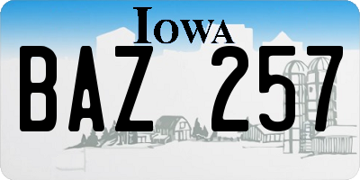 IA license plate BAZ257