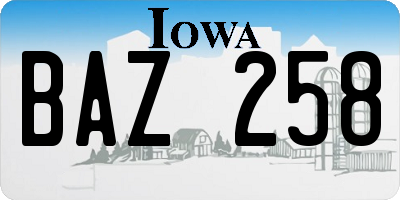 IA license plate BAZ258
