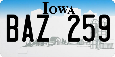 IA license plate BAZ259