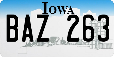 IA license plate BAZ263