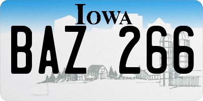 IA license plate BAZ266