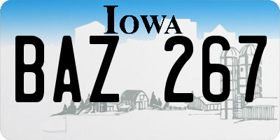 IA license plate BAZ267