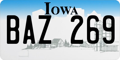 IA license plate BAZ269