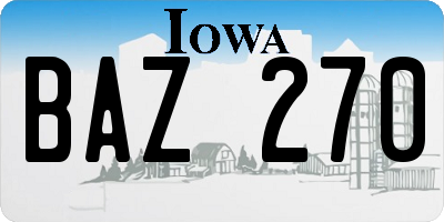 IA license plate BAZ270