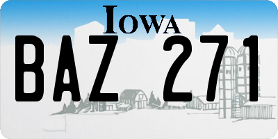 IA license plate BAZ271