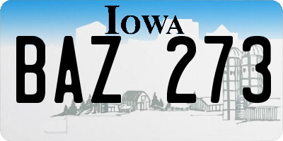 IA license plate BAZ273