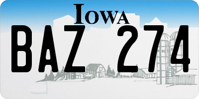 IA license plate BAZ274