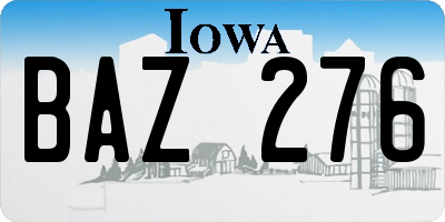 IA license plate BAZ276