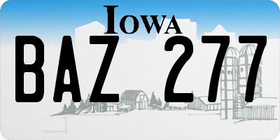 IA license plate BAZ277