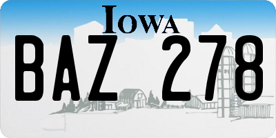 IA license plate BAZ278