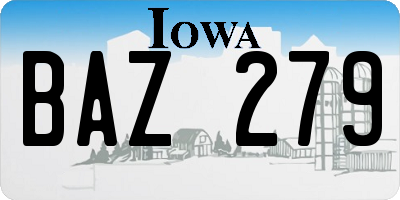 IA license plate BAZ279