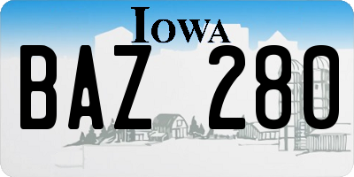 IA license plate BAZ280