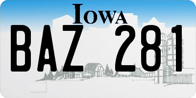 IA license plate BAZ281