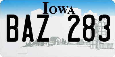 IA license plate BAZ283