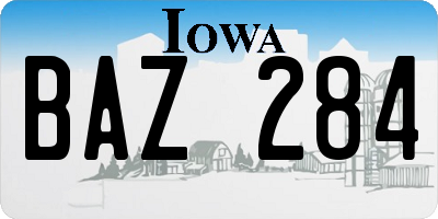 IA license plate BAZ284