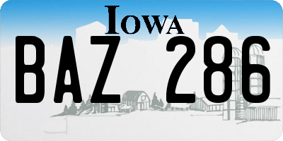 IA license plate BAZ286