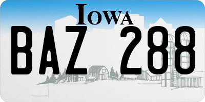 IA license plate BAZ288