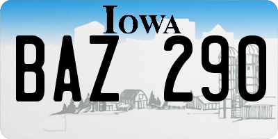 IA license plate BAZ290