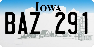 IA license plate BAZ291