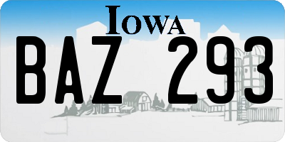 IA license plate BAZ293