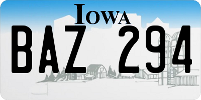 IA license plate BAZ294