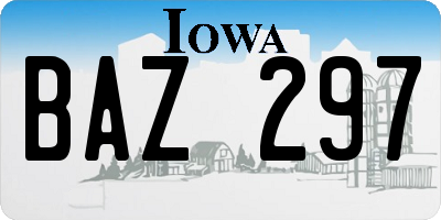 IA license plate BAZ297
