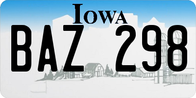 IA license plate BAZ298